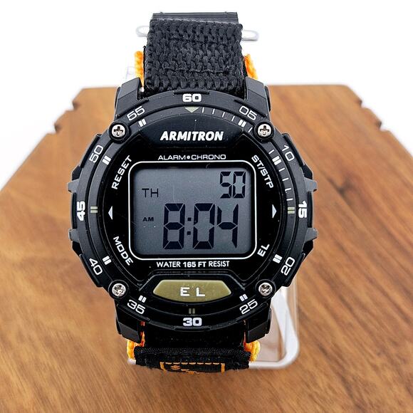 Armitron Digital Sports Watch Black Chronograph Alarm Timer Adjustable Straps - Picture 1 of 6